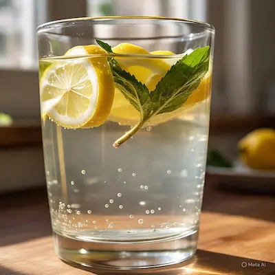 A glass of lemon water